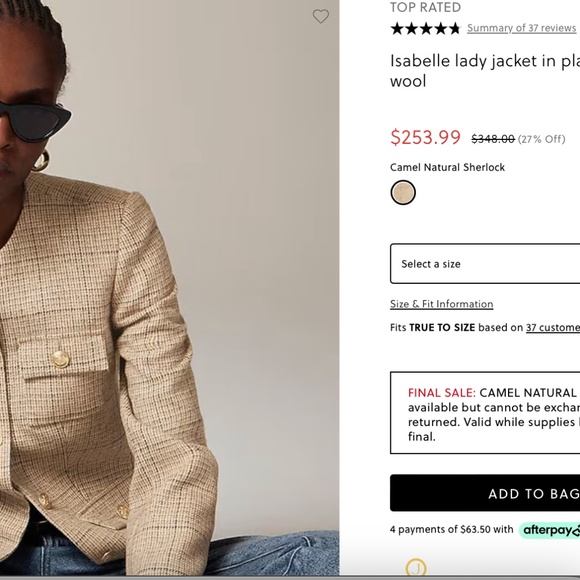 NWT J. Crew Isabelle Lady Jacket in plaid English wool - Picture 4 of 6